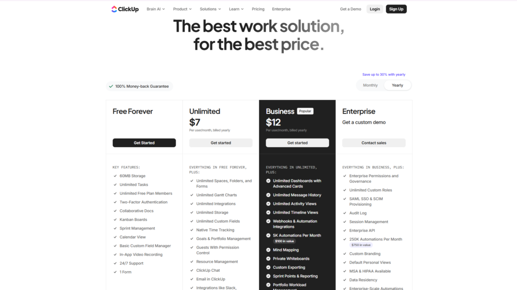 ClickUp Review 2026 pricing