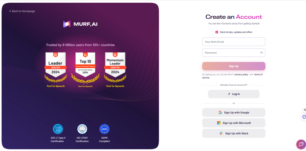 Murf ai login