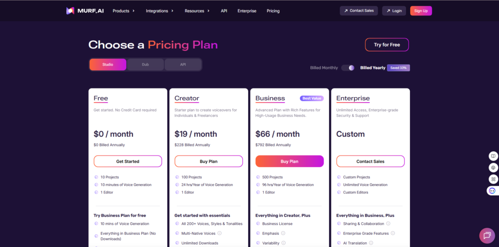 Murf AI pricing