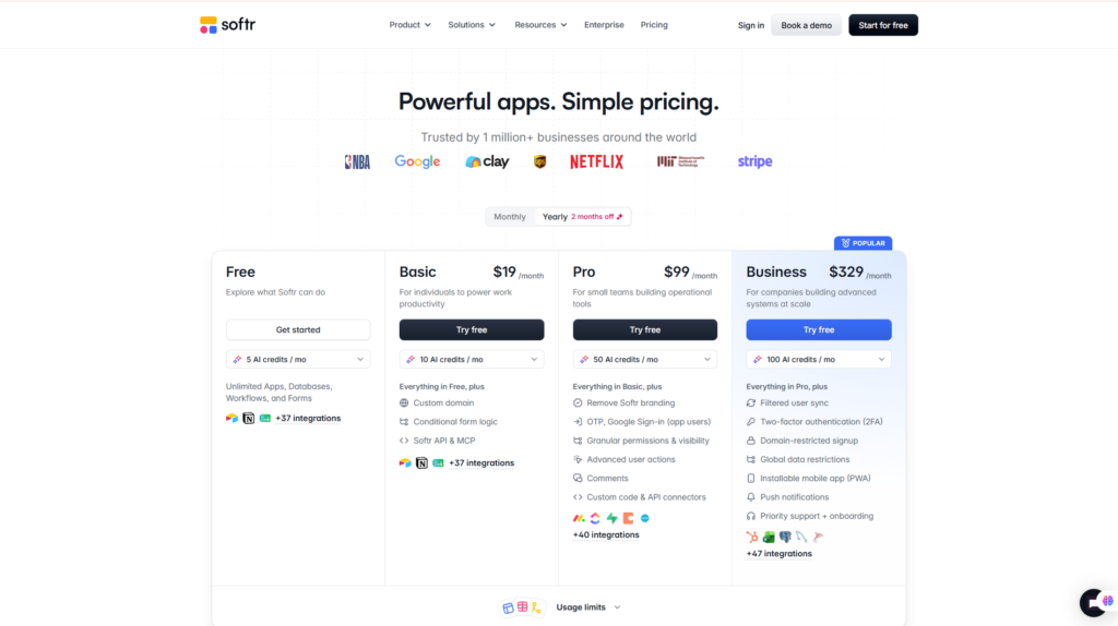 Softr Review pricing
