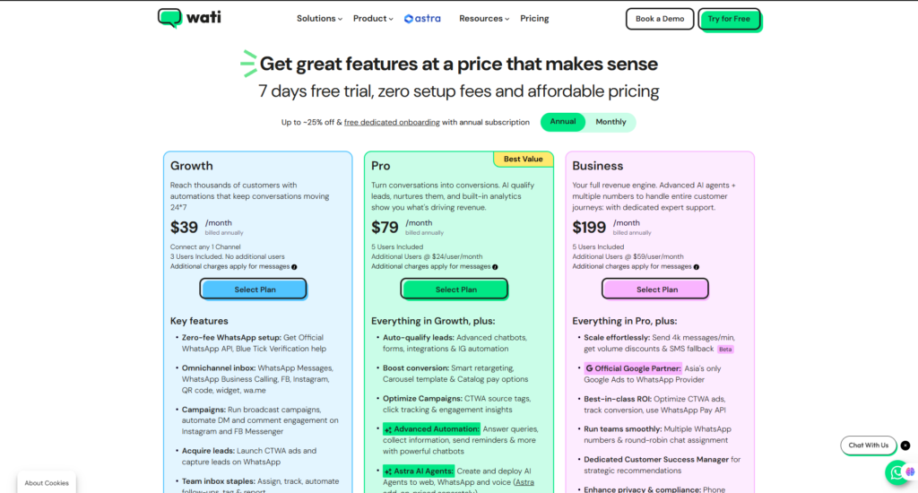 Wati Review pricing