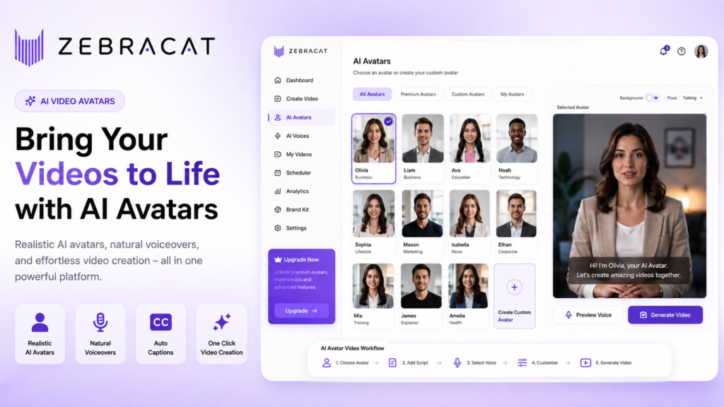 Zebracat AI avatars for video creation