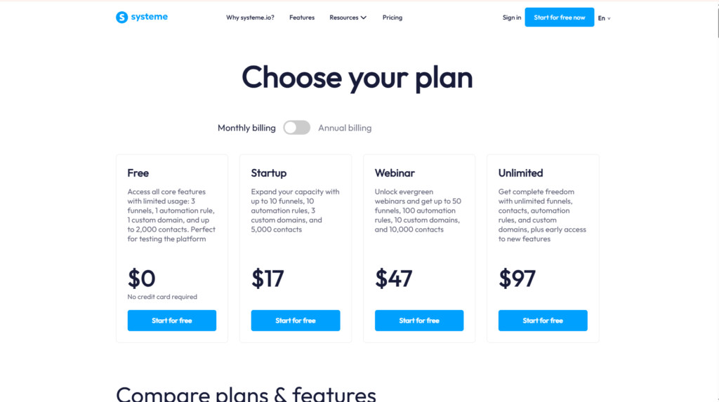 systeme pricing